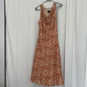 ANN TAYLOR MIDI DRESS ORANGE AND CREAM SIZE 16